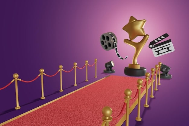 A still from a winning short film screened at a previous fan film festival, with the award trophy visible on the side. The image captures the excitement and joy of the filmmakers.