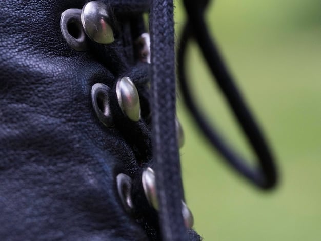 A photograph focusing on a pair of worn leather boots, similar to those worn by Deckard in Blade Runner. The background is blurred, emphasizing the texture and style of the boots.