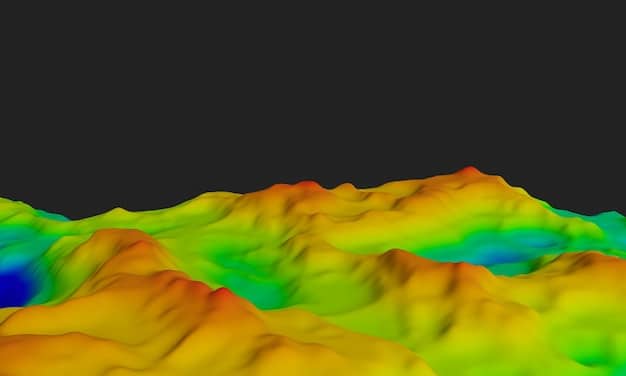 A visual representation of Perlin noise applied to a 3D terrain, showing smooth, undulating hills and valleys, rendered in Unreal Engine 5's vibrant style.