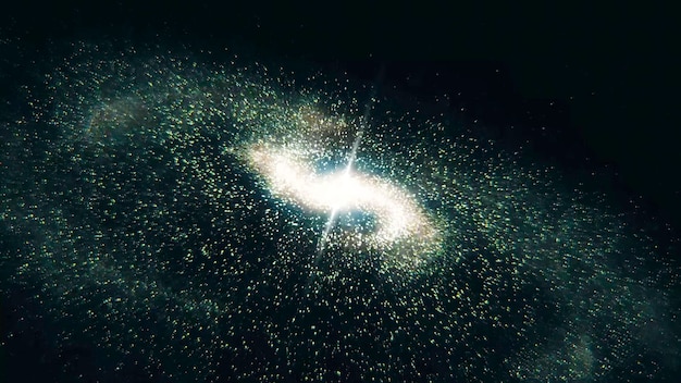 A glowing, ethereal particle effect resembling magical dust, with subtle light rays interacting with it, set in a mystical, dark forest environment, demonstrating dynamic visual effects achievable with shaders.