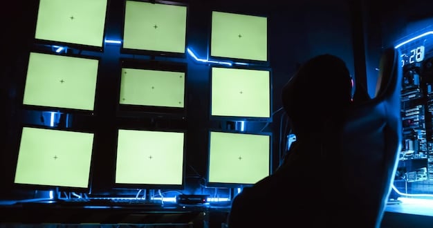 A programmer intensely focused on a complex coding screen, with multiple monitors displaying lines of code, debug logs, and game engine interfaces. The scene depicts problem-solving and deep concentration in a tech environment.