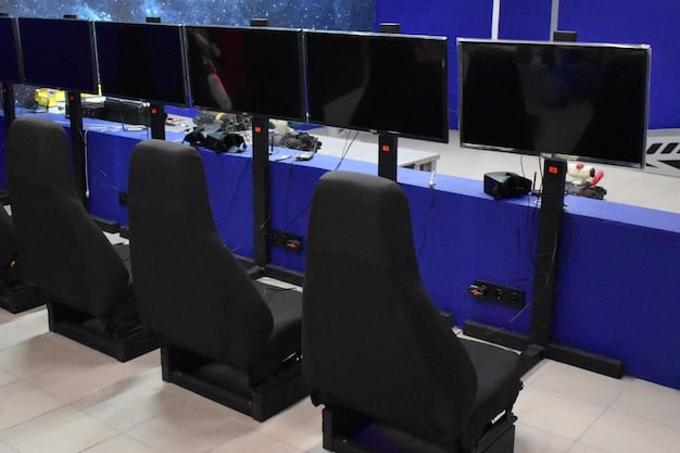 A gaming setup with multiple monitors displaying a high-fidelity game, with a focus on the smooth, fluid motion, subtly suggesting high FPS and system performance enabled by optimized hardware.