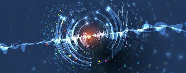 A detailed diagram showing sound waves emanating from different directions towards a head wearing a gaming headset, illustrating virtual surround sound technology.