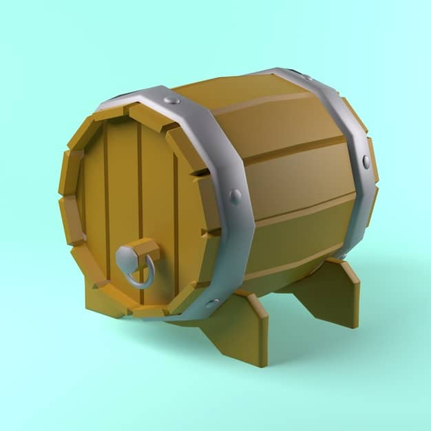 A detailed render of a game environment asset (e.g., a rusty barrel or an ancient ruin pillar) in Blender's viewport, showcasing exquisite PBR textures and dramatic lighting that bring out realistic material properties like metallic sheen and worn surfaces.