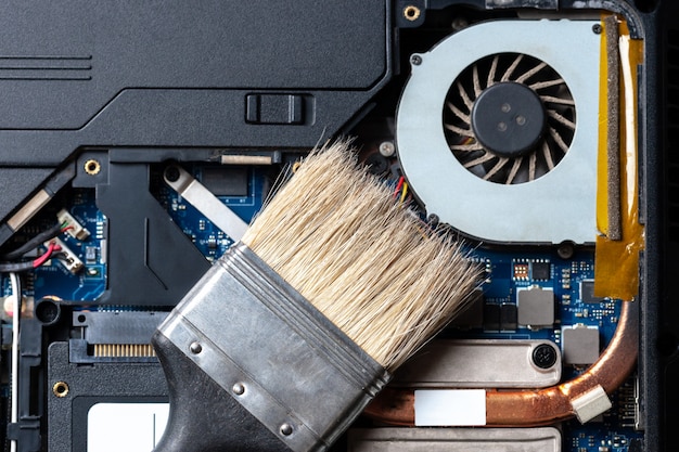 A detailed shot inside a PC case, showcasing clean, well-managed cables and dust-free components. A fan is clearly visible with clean blades.