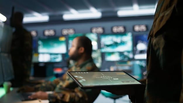 A professional esports team strategizing in front of a large screen displaying complex game tactics, with faint holographic 5G symbols around them, signifying advanced connectivity.