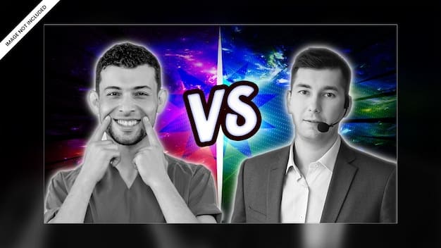 A split screen showing two professional esports teams engaged in a high-intensity match, with overlays indicating player positions, objective timers, and team compositions. Tension is palpable as both teams execute their strategies.