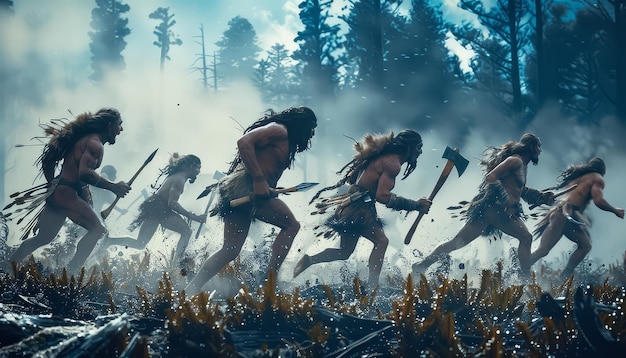 A group of hunters cooperatively fighting a large monster in a volcanic region of Monster Hunter World, emphasizing teamwork and strategic combat.