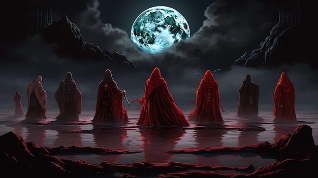 A stylized image representing the World of Darkness, with symbols of different vampire clans subtly overlapping. The color scheme is dark and mysterious, emphasizing the hidden nature of the supernatural world. It hints at lore of Vampire: The Masquerade - Bloodlines 2.