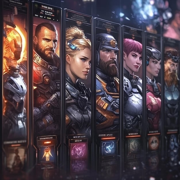 A detailed view of the game's UI, highlighting the character's stats, inventory, and available abilities. Show different options for gameplays and how the character is customized in .