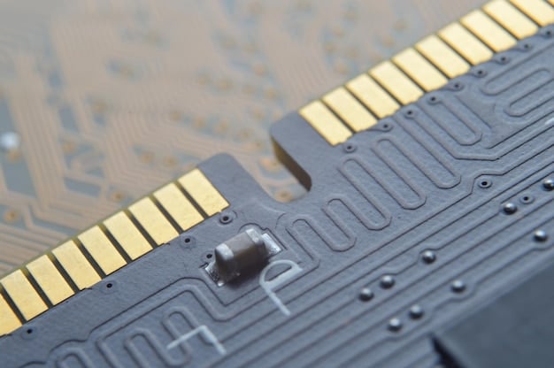 A detailed close-up of a PCIe 5.0 SSD, emphasizing its components and the interface connector. The image should highlight the intricate design and the advanced technology packed into the SSD, showcasing the benefits of 'Future-Proof Your Rig: The Ultimate Guide to PCIe 5.0 SSD Upgrades in 2025'.