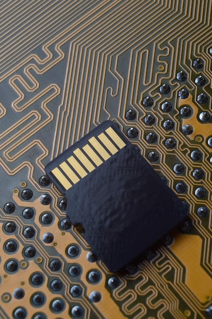 A detailed close-up of a high-end graphics card, highlighting its intricate circuitry, cooling system, and memory chips. The image showcases the complexity and technological advancements of modern graphics cards. The Future of Gaming: Exploring the Potential of Next-Gen Graphics Cards in 2025 is embedded in the advanced components.