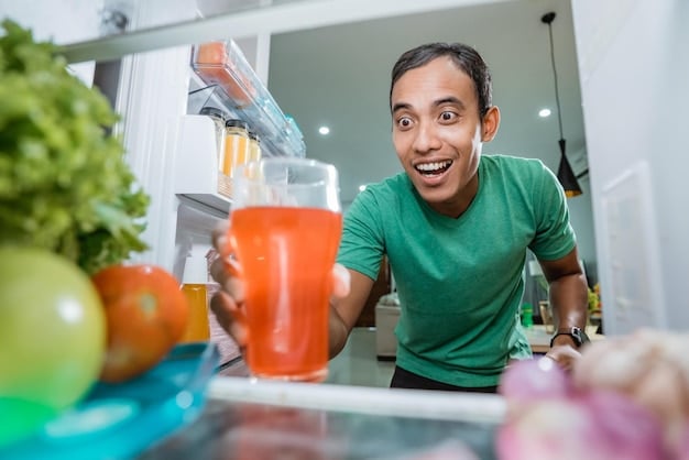 A smiling esport gamer preparing a healthy smoothie in a modern kitchen, with ingredients like spinach, bananas, berries, and almond milk laid out. This promotes the idea of nutritious eating for improved gaming performance and mental well-being, and relates to Esports and Mental Health: How to Manage Stress and Anxiety as a Competitive Gamer in the US.