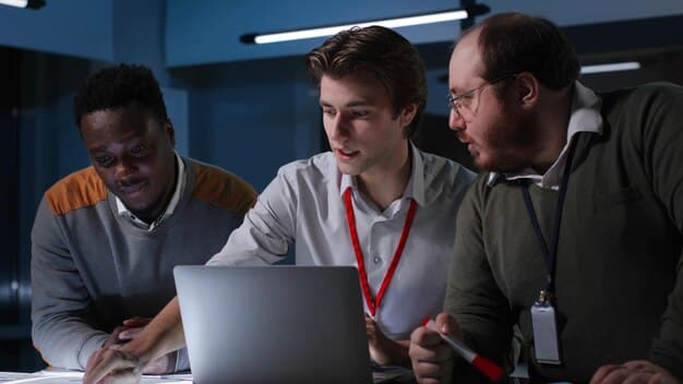 A team manager sitting at a desk, using a laptop to research potential esports sponsors. The screen shows a database of companies with detailed information on their marketing budgets and sponsorship history, highlighting the importance of thorough research for securing Esports Sponsorships: A Step-by-Step Guide to Securing Funding for Your Team in 2025.