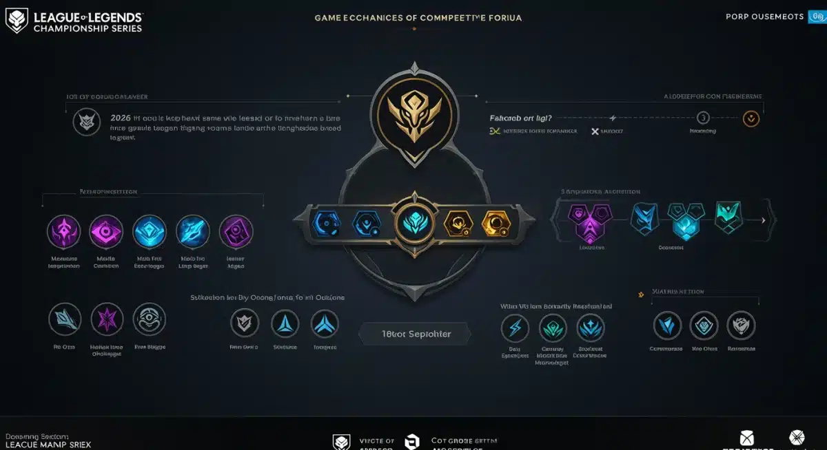 Infographic detailing specific game mechanic and format changes for the 2026 League of Legends Championship Series.