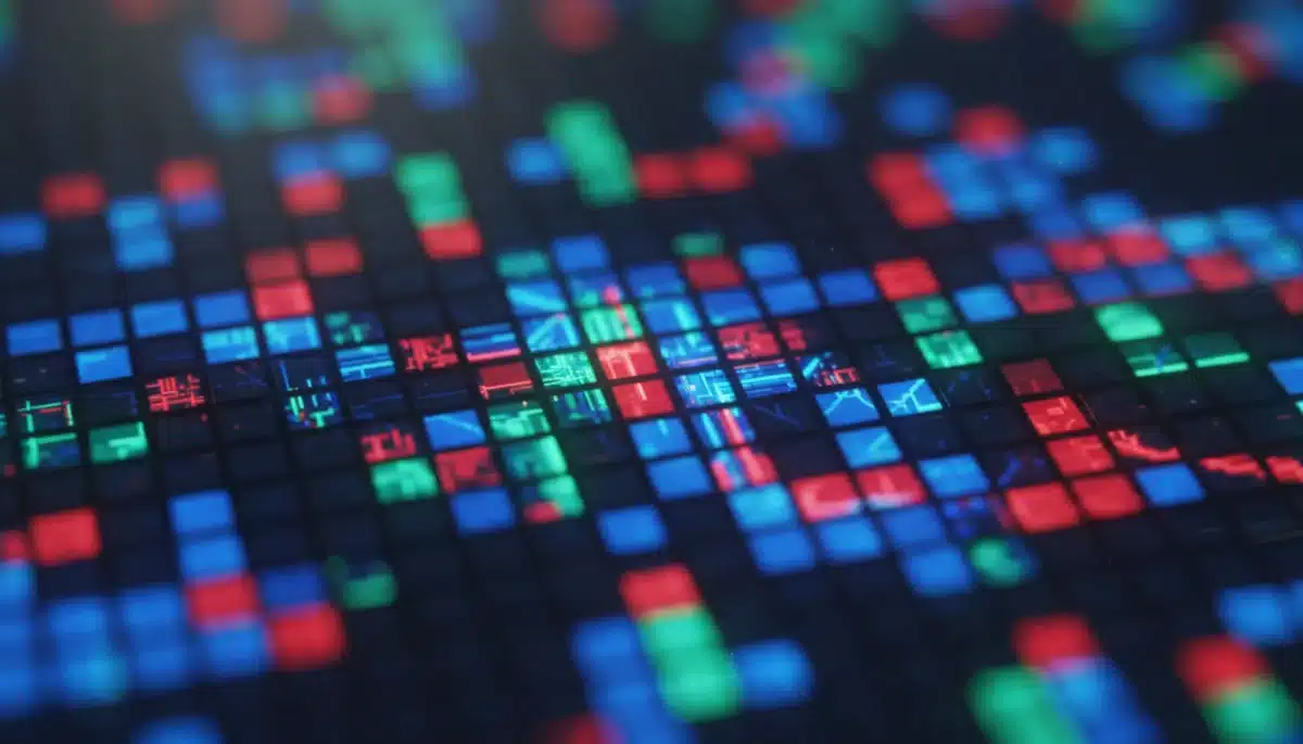 Close-up of a high-resolution VR display panel with vibrant colors