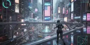 Futuristic game scene in Unreal Engine 5.4, optimized for high performance