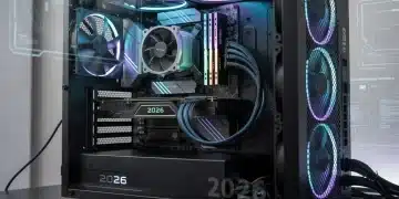 Futuristic gaming PC internal view with advanced components for 2026 performance
