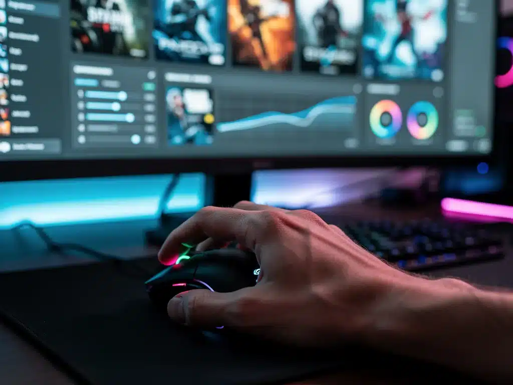 Gamer interacting with graphics optimization software interface