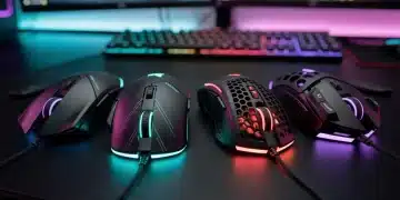 Five ergonomic and high-performance PC gaming mice for 2026, showcasing advanced designs and RGB lighting on a modern gaming desk.