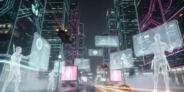 Futuristic cityscape with glowing neon lines symbolizing advanced PC game mechanics