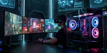 Futuristic gaming setup showcasing high-performance PC hardware for intense gaming experiences