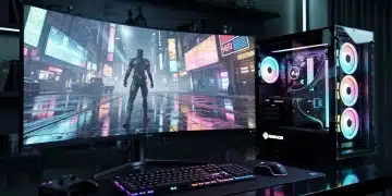 Futuristic PC gaming setup showcasing advanced ray tracing visuals