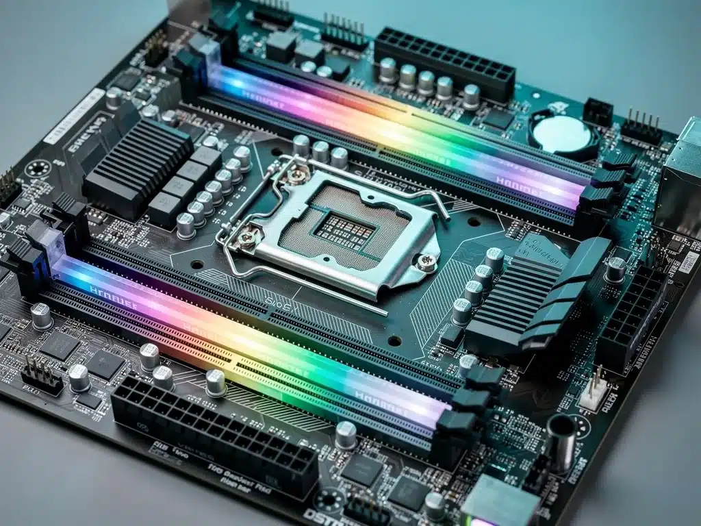 Motherboard with CPU and RAM, illustrating core components for demanding PC games in 2026